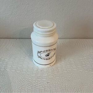 Vintage White Ceramic Canister with Gold Accents